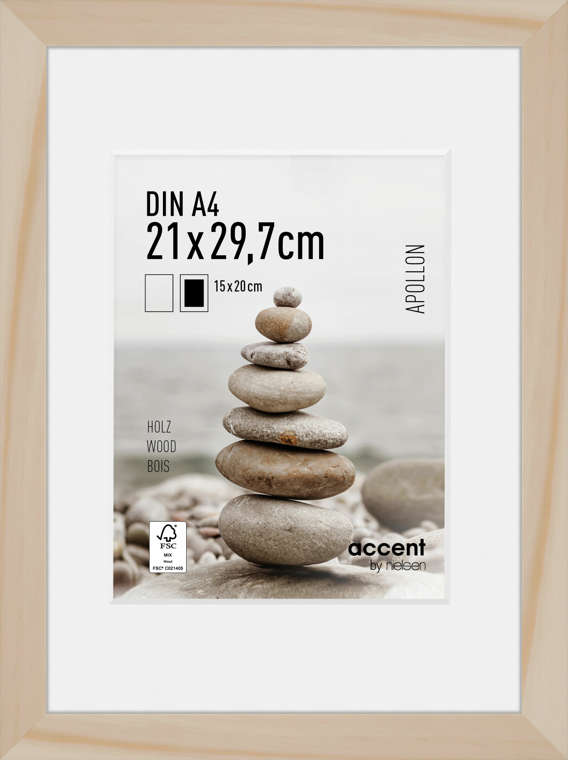 Bilderrahmen Apollon 21x29,7cm APOLLON in Beige Accent by Nielsen Holz Bilderrahmen Apollon ca. 21x29,7cm in Farbe Natural