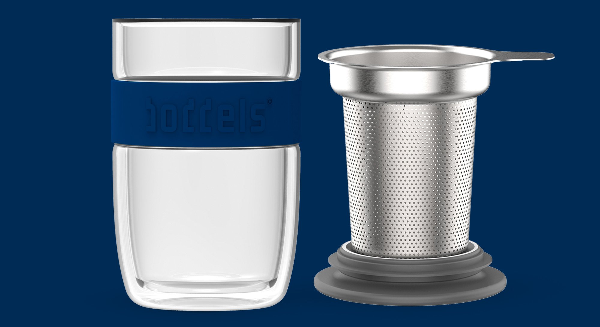boddels Glasbecher Seev 380ml in Nachtblau