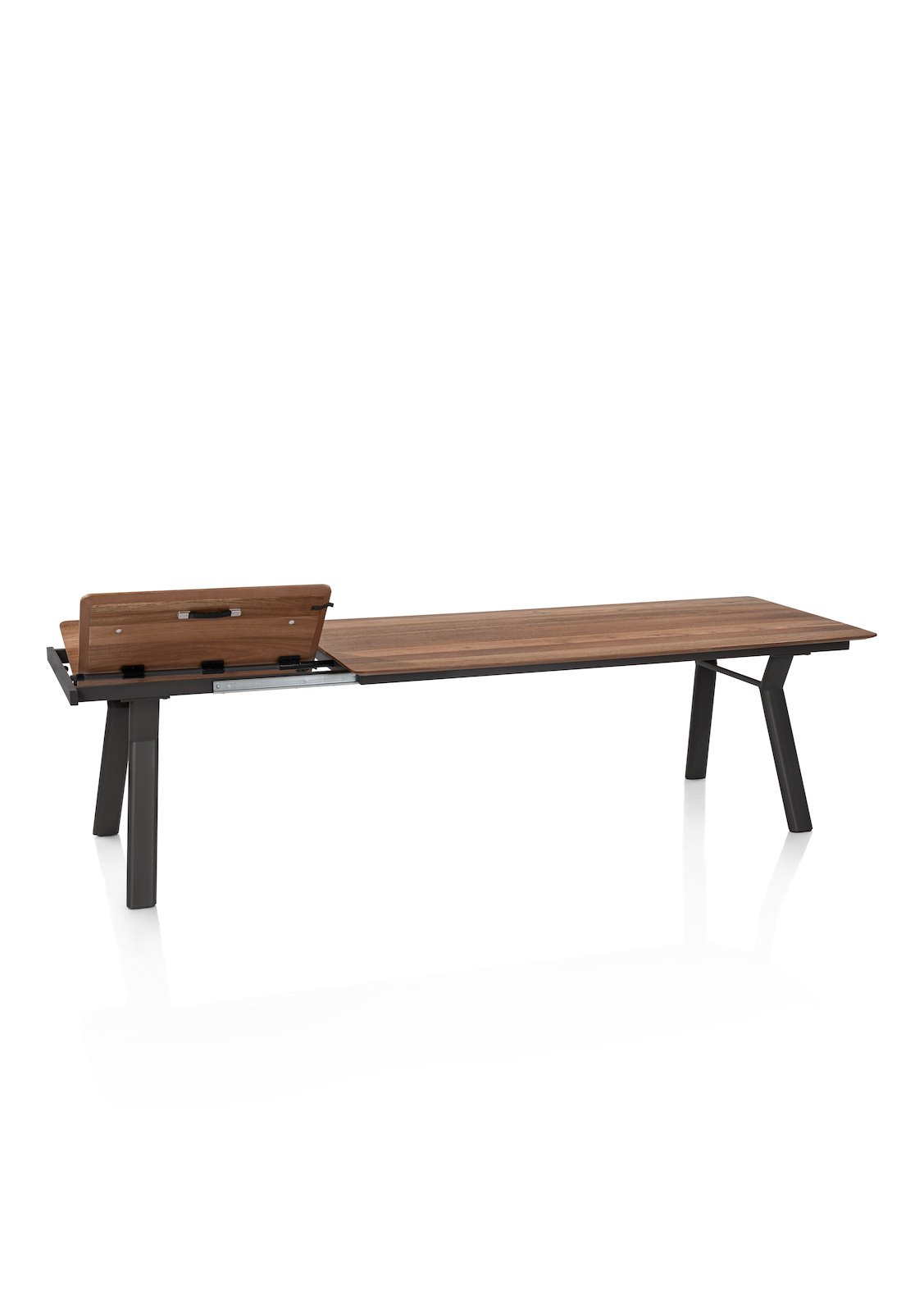 Henders & Hazel Ausziehtisch TRAPANI ca. B100 H77 T210 cm in Mango furniert smoked lack., Esstisch, Ausziehbar, Holzplatte, Metallbein, Verstellbare Platte