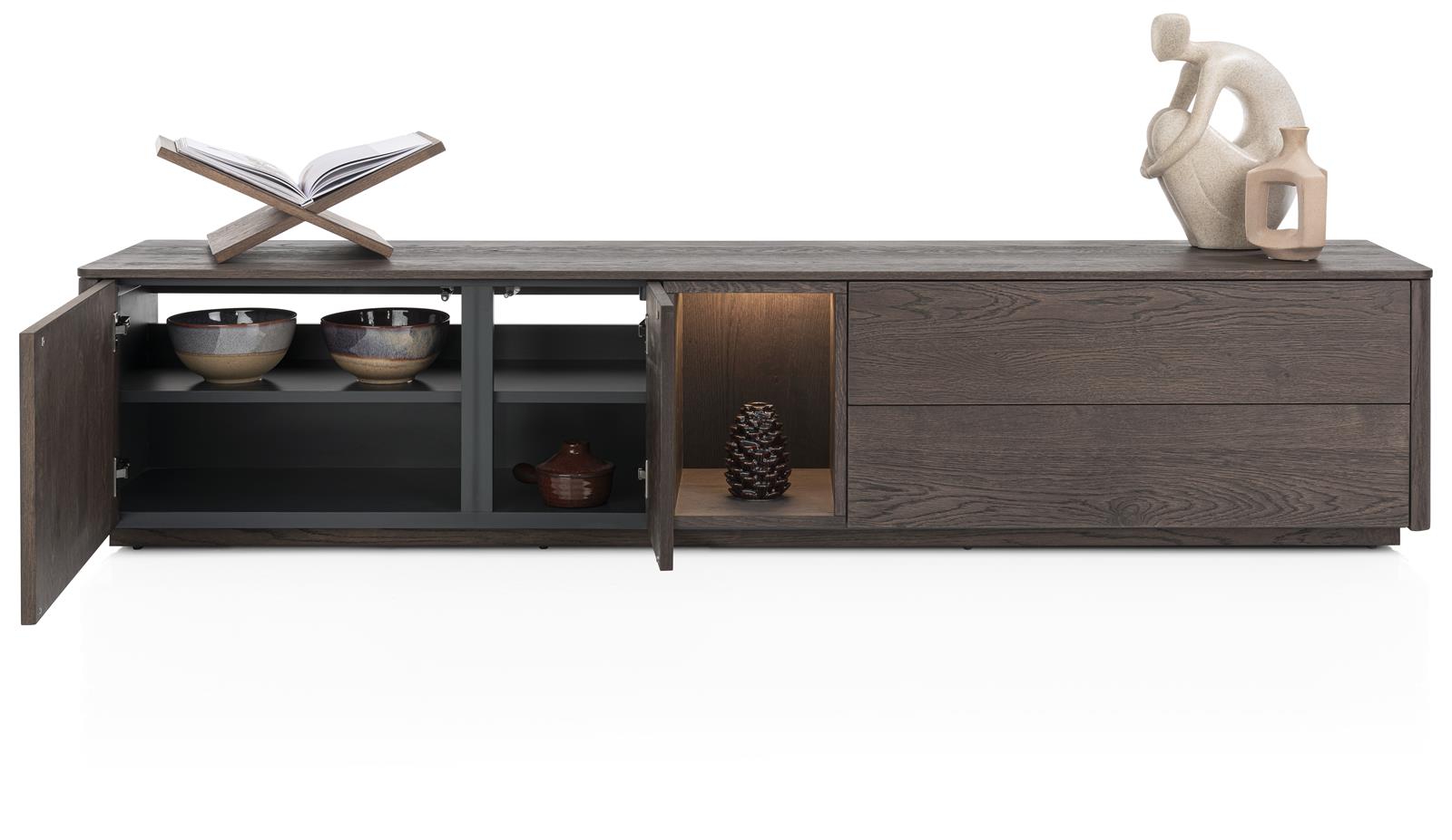 XOOON Lowboard TRENTON ca. B210 H45 T42 cm in Eiche furniert clay, Lowboard, Vitrinen-Schränke, Holzoptik, Grau- Braun, Schränkenkombination