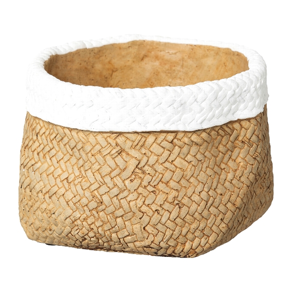 Zement Übertopf m.Rand natur 7621007-69 in Beige, Korbtkorb, geflochten, Stoffkorb, Natürlich, Aufbewahrungskorb