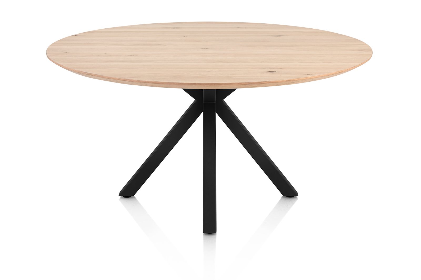 Henders & Hazel Esstisch CALETTA ca. B150 H77 T150 cm in Eiche furniert lackiert Henders & Hazel Esstisch CALETTA ca. B150 H77 T150 cm in Eiche furniert lackiert, rundes Esstisch, Holztisch, Massivholz, rundes Holzplattentisch, schwarzes Gestell