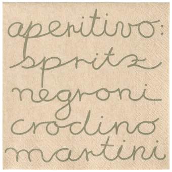 Cocktailserviette APERITIVO in Aperitivo, handschriftlich, Text, Speisekarte, Aperitivo, Negroni