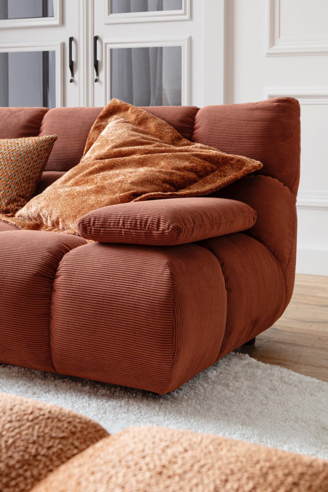 Candy Polsterecke GRACELAND ca. 211x324cm in Stoff Feincord rusty