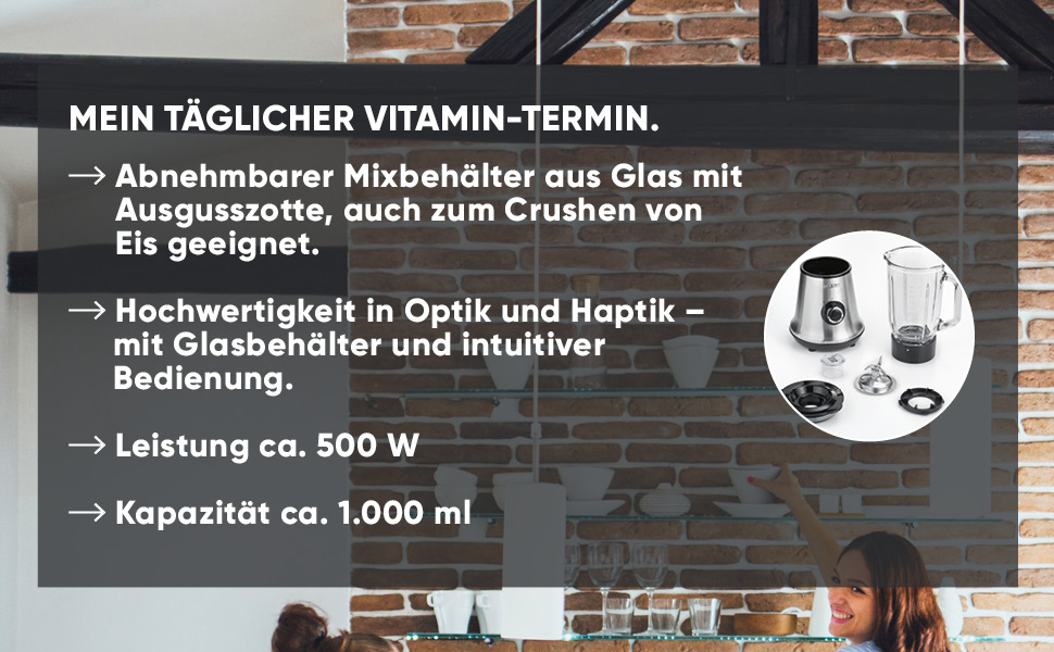 Severin Standmixer SM 3734 in Edelstahl gebürstet/Schwarz Severin Standmixer SM 3734 in Edelstahl gebürstet/Schwarz