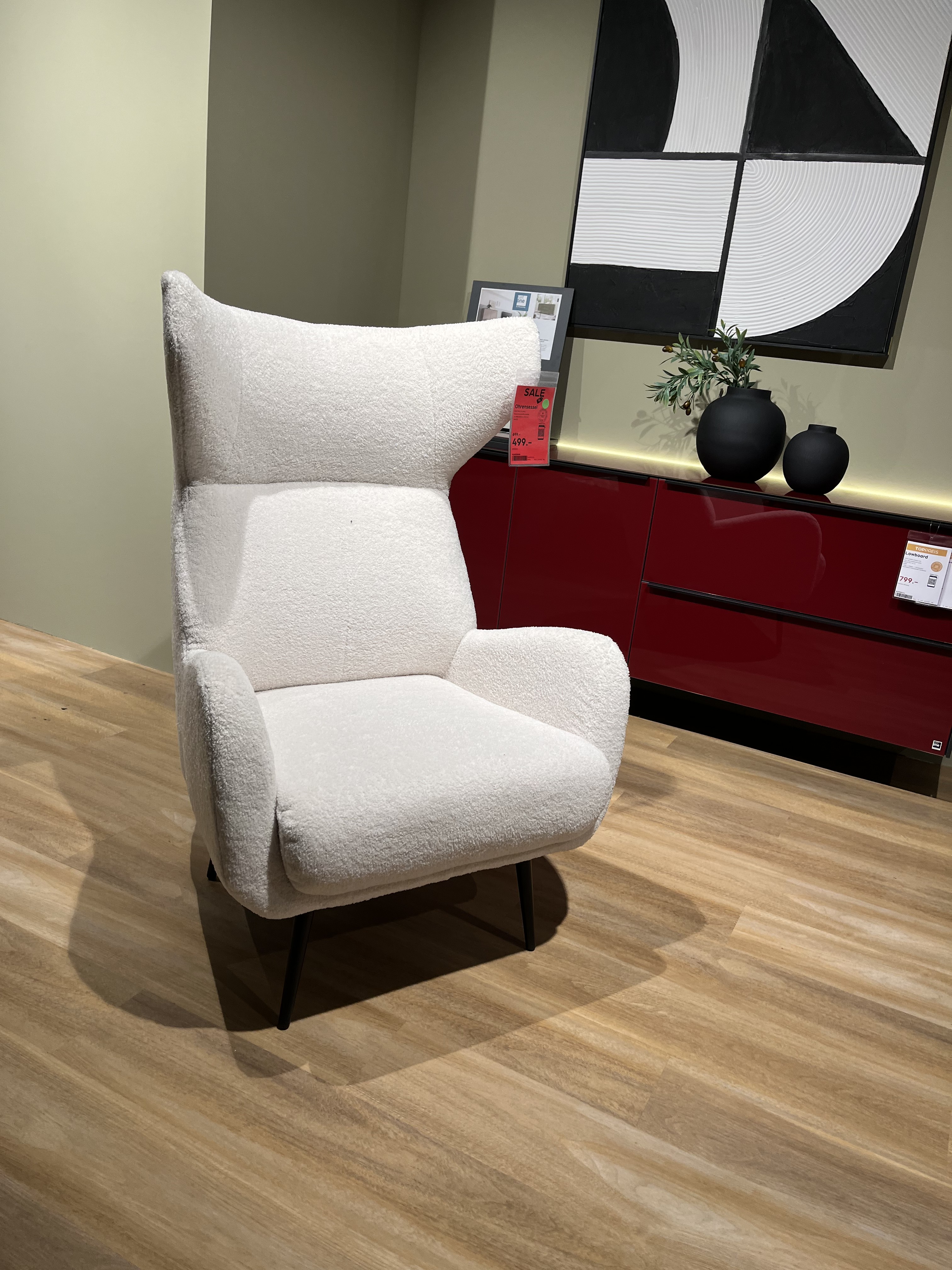 Gutmann Ohrensessel AVERSA ca. B80 H114 T83 cm in Stoff 389/15 natur Gutmann Ohrensessel AVERSA ca. B80 H114 T83 cm in Stoff 389/15 natur, Moebel, Stuhl, Sessel, Pflanze