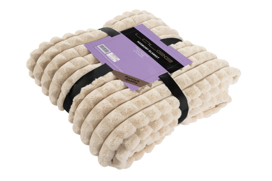 Decke HARMONY BLANKET ca. 150x200cm in Farbe beige, plush, minky, Decke, creme, Seilstrick