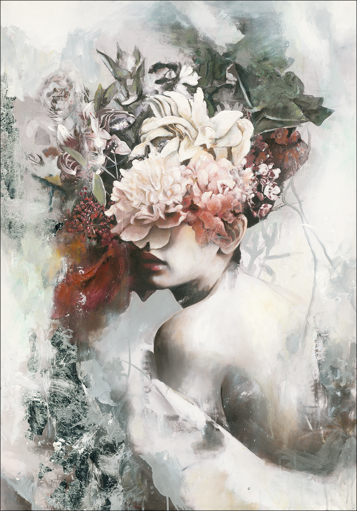 ProArt Handpainting 70x100cm Original Flower Face IV