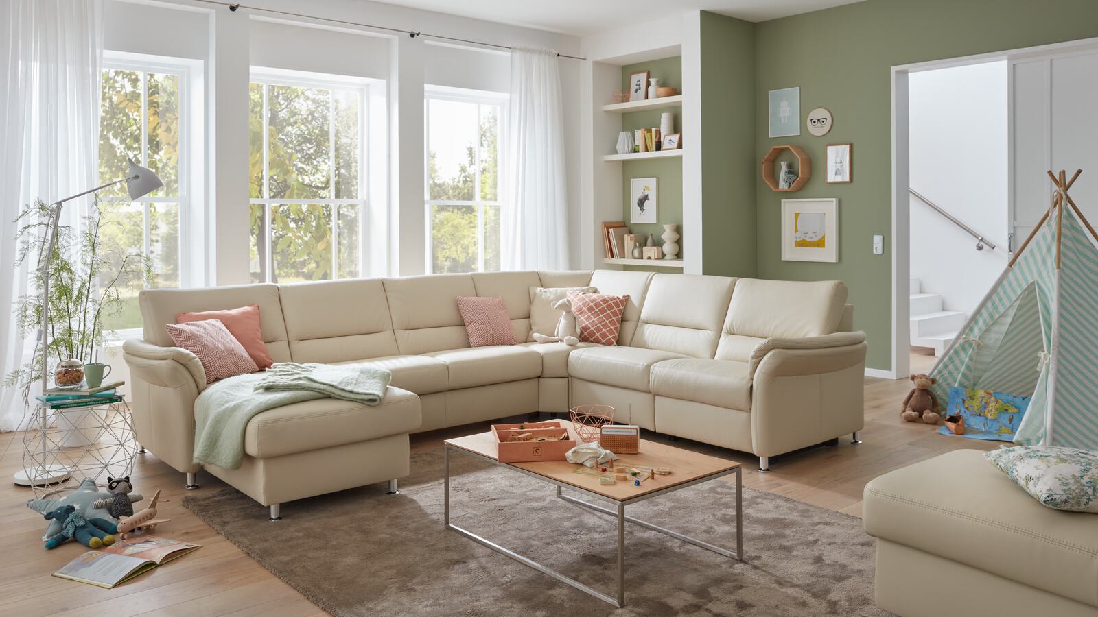 Modulmaster Wohnlandschaft MM-PN1049 ca. 173x304x236cm in Leder Torro ecru