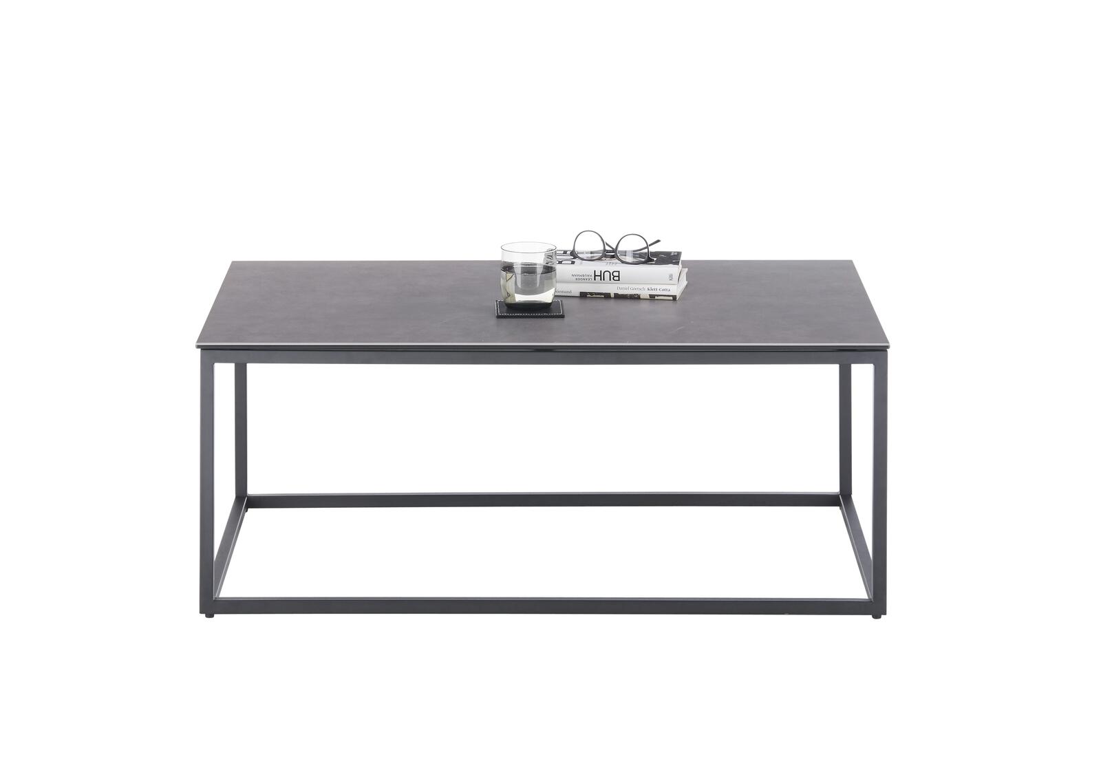 MCA Furniture Couchtisch Varna ca. 100x40x60cm in Keramik/Sicherheitsglas anthrazit