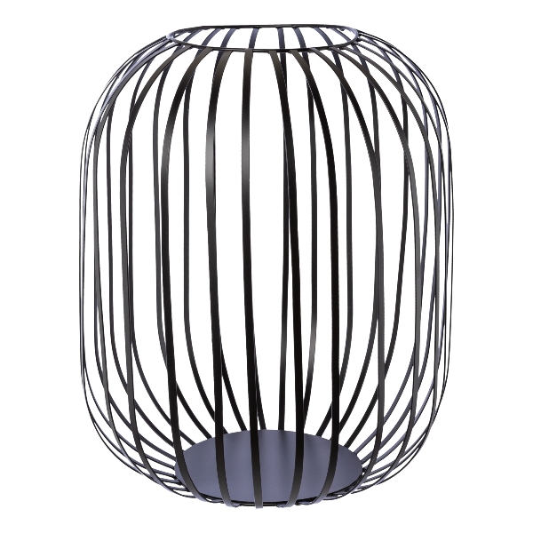 Metall Windlicht 35x40cm LILLE in Schwarz, Wire Frame, Laterne, Käfiglampe, Metallrahmen, Korb-Lampe
