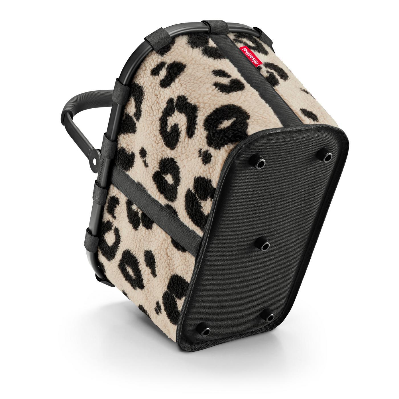 Reisenthel CARRYBAG in Farbe teddy leo cream, Schultertasche, Leopard Muster, Fell-Optik, Kunstpelz, Tragetasche mit Grif