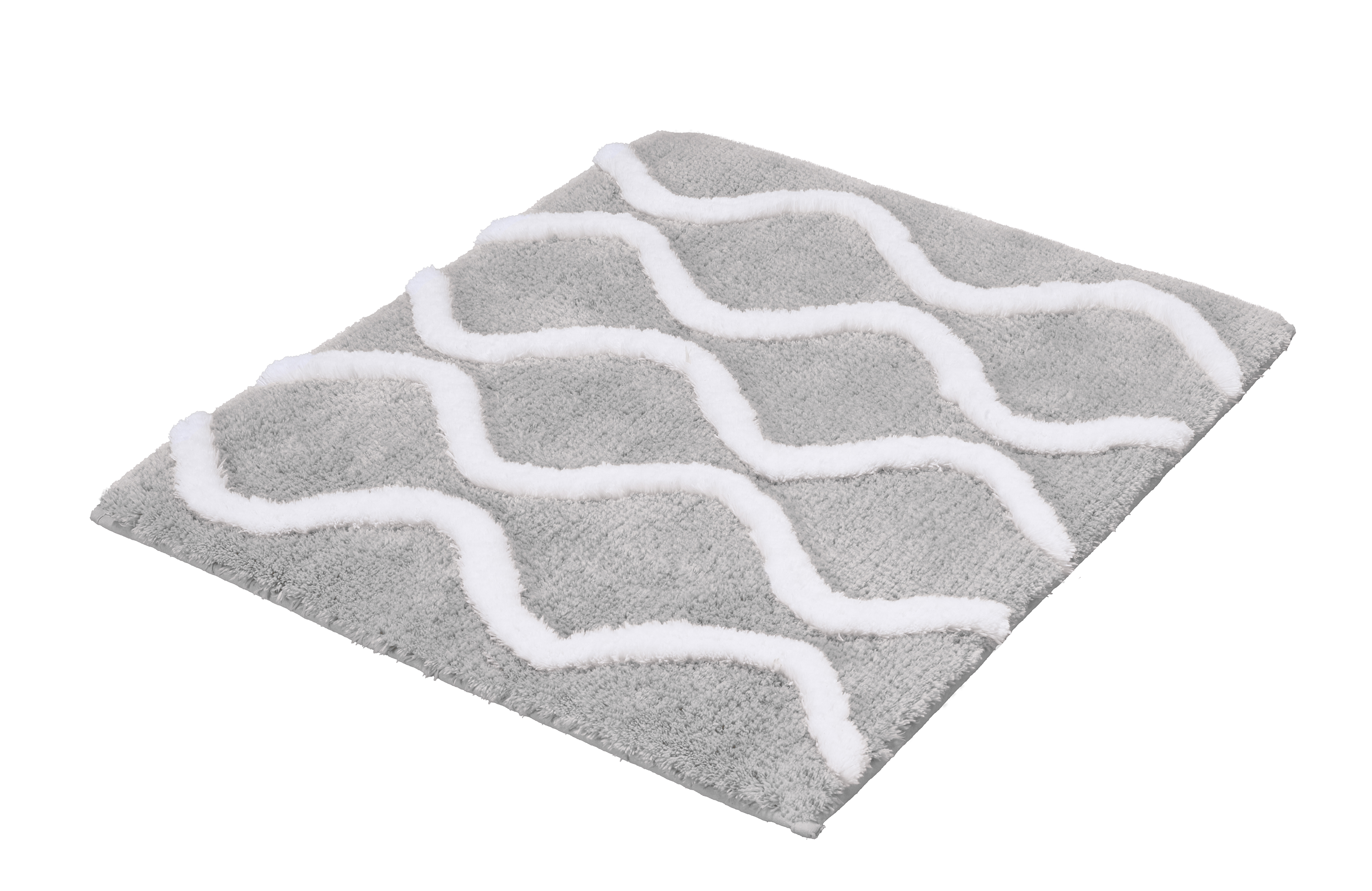 Kleine Wolke Badteppich PIANA ca. 55x65cm in Farbe Auster, Teppich, Badematte, Grau, Muster, Schlingenteppich