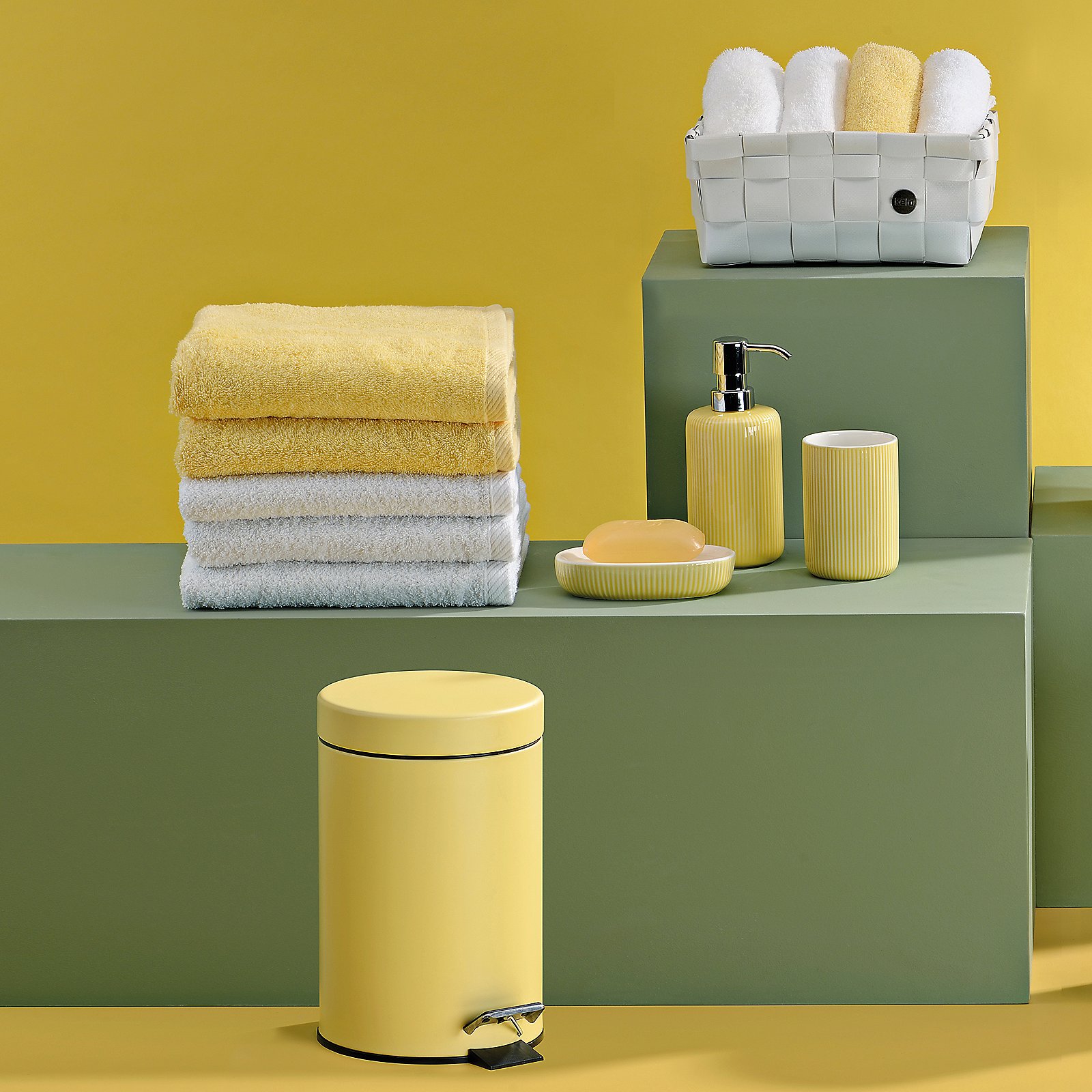 Kela Kosmetikeimer Monaco in Fb. Sonnengelb, Handtuch