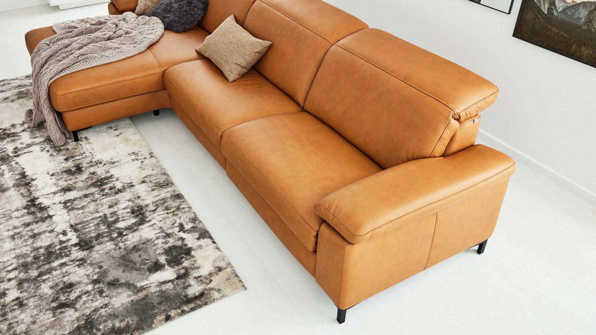 Interliving Polsterecke IL 4054 ca. 289x176cm in Leder Vivre kurkuma, Couch, Mobiliar
