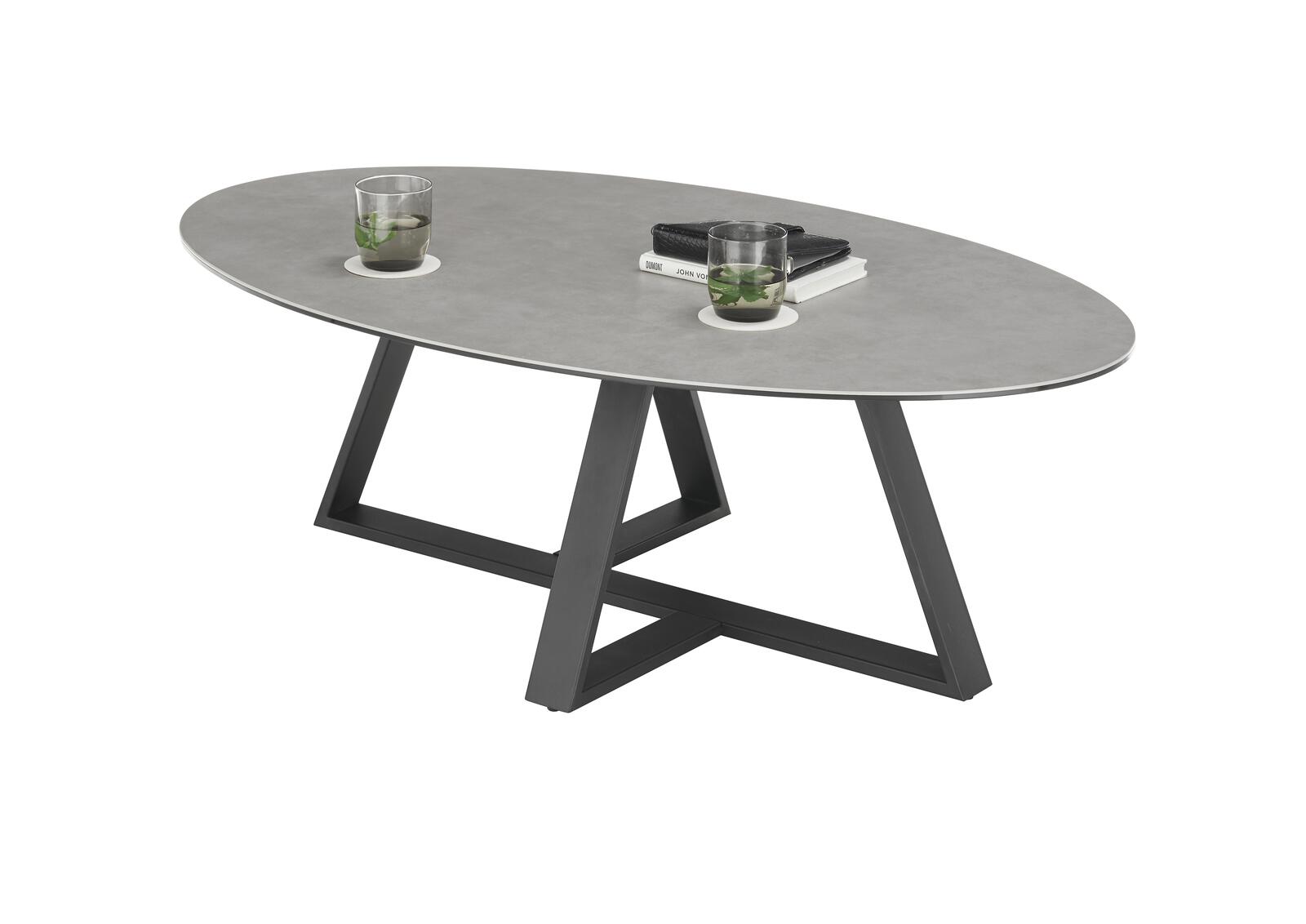 MCA Furniture Couchtisch Elbring ca.120x38x70cm in Platte Keramik/Sicherheitsglas grau