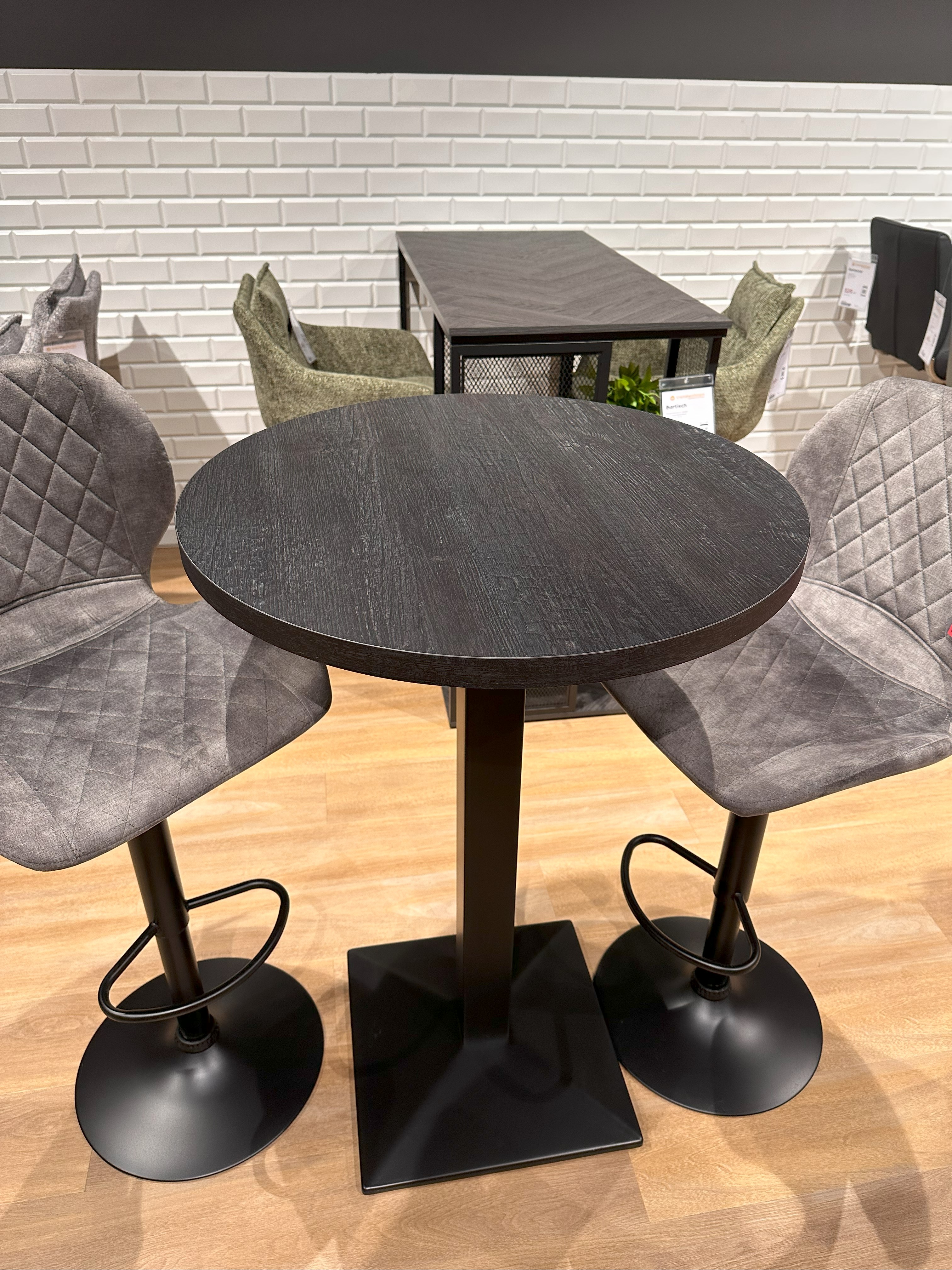 Mäusbacher Stehtisch BIG BISTRO ca. 70x70cm, H:106cm in Platte rund flamed wood black, Moebel, Tabelle, Tischplatte, Stuhl, Esstisch