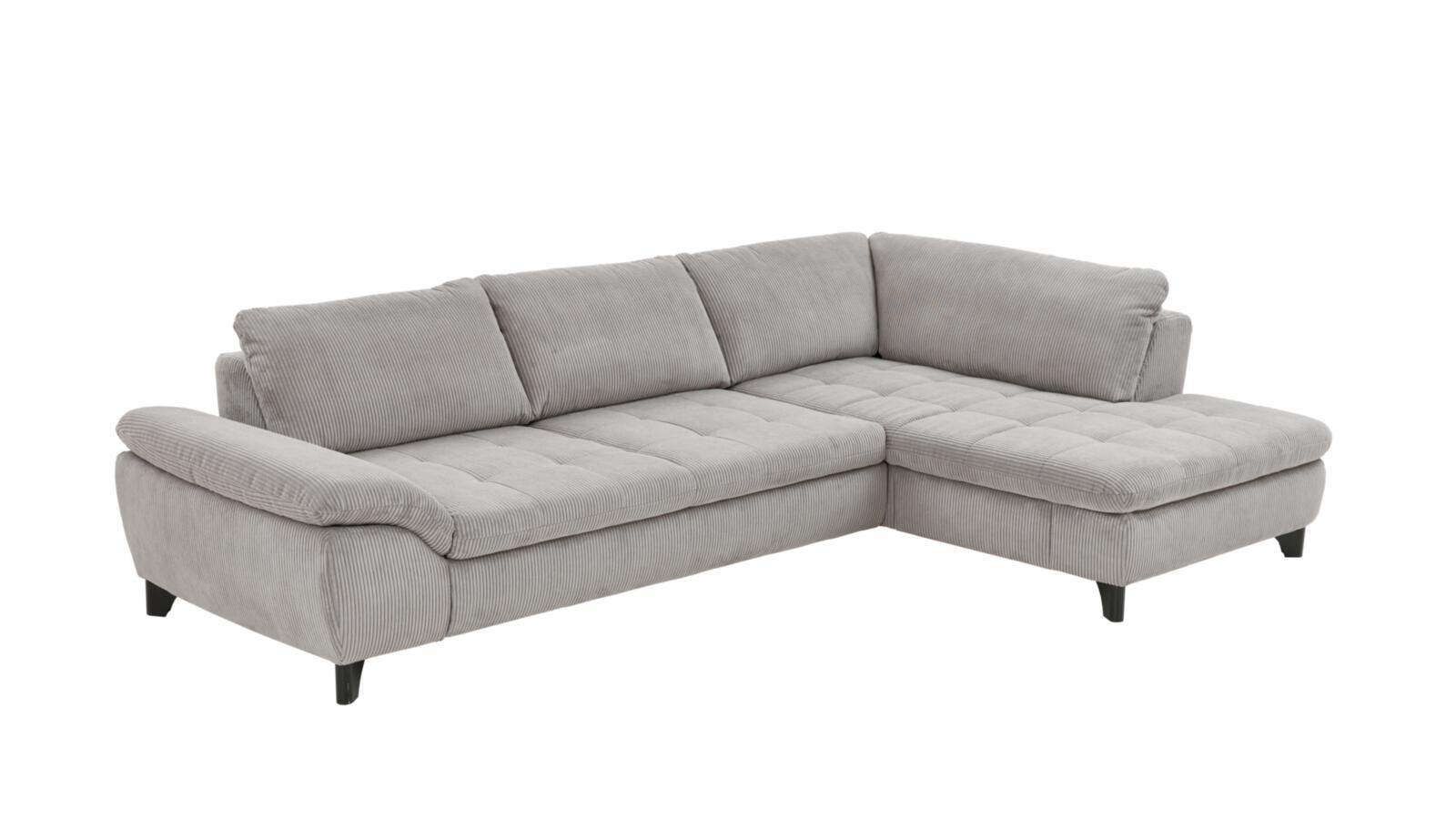 Polstergruppe VS-MP1028 ca. 306x197cm in Stoff Cord grey, Sofa, Ecksofa, Corduroy, Grau, Polsterung