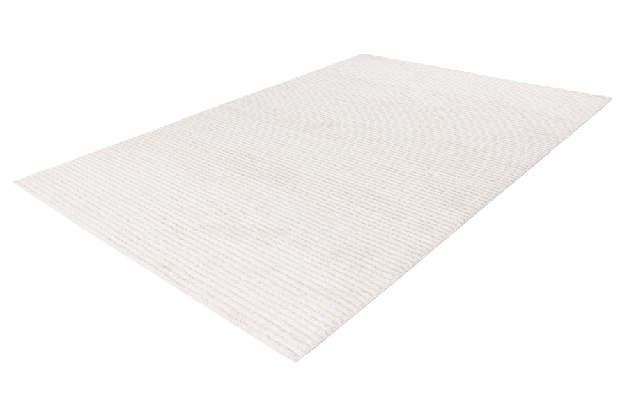 Webteppich LOTUS ca. 200x290cm in Farbe ivory, Teppich, Flachgewebe, Streifen, Beige, Raulederoptik
