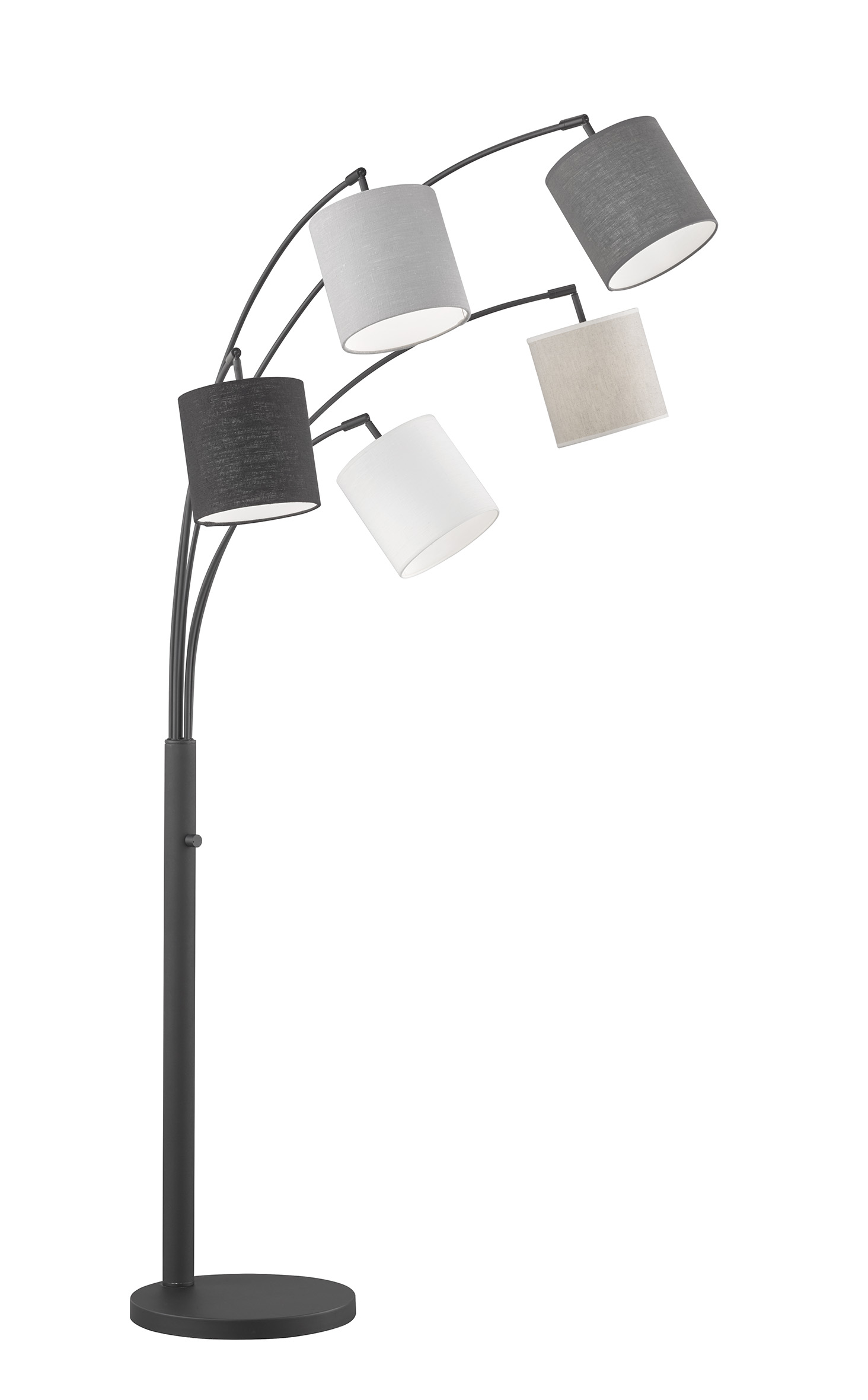 Fischer & Honsel Stehleuchte ANNECY in Metall sandschwarz/Stoff weiß Leinen innen PVC weiß