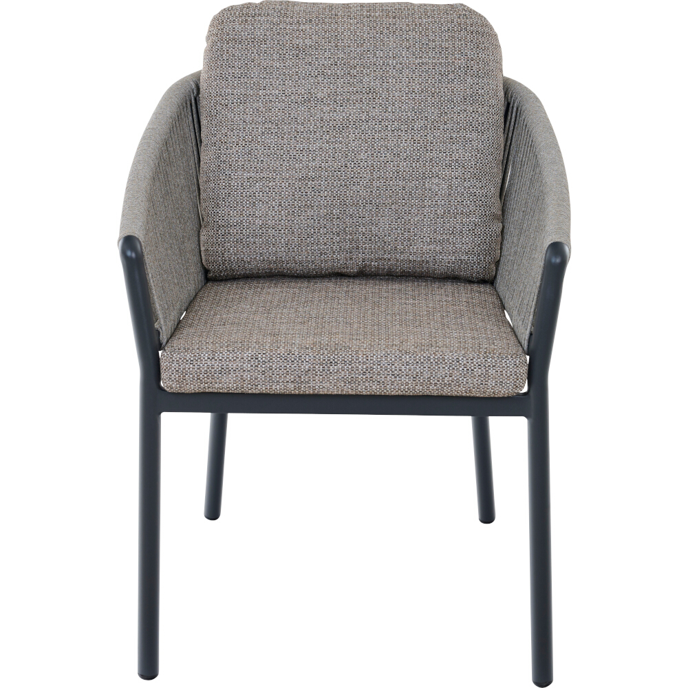 Stapelsessel MERANO in Farbe Aluminium anthrazit/Kissen aus Polyester in taupe braun , Moebel, Stuhl, Sessel