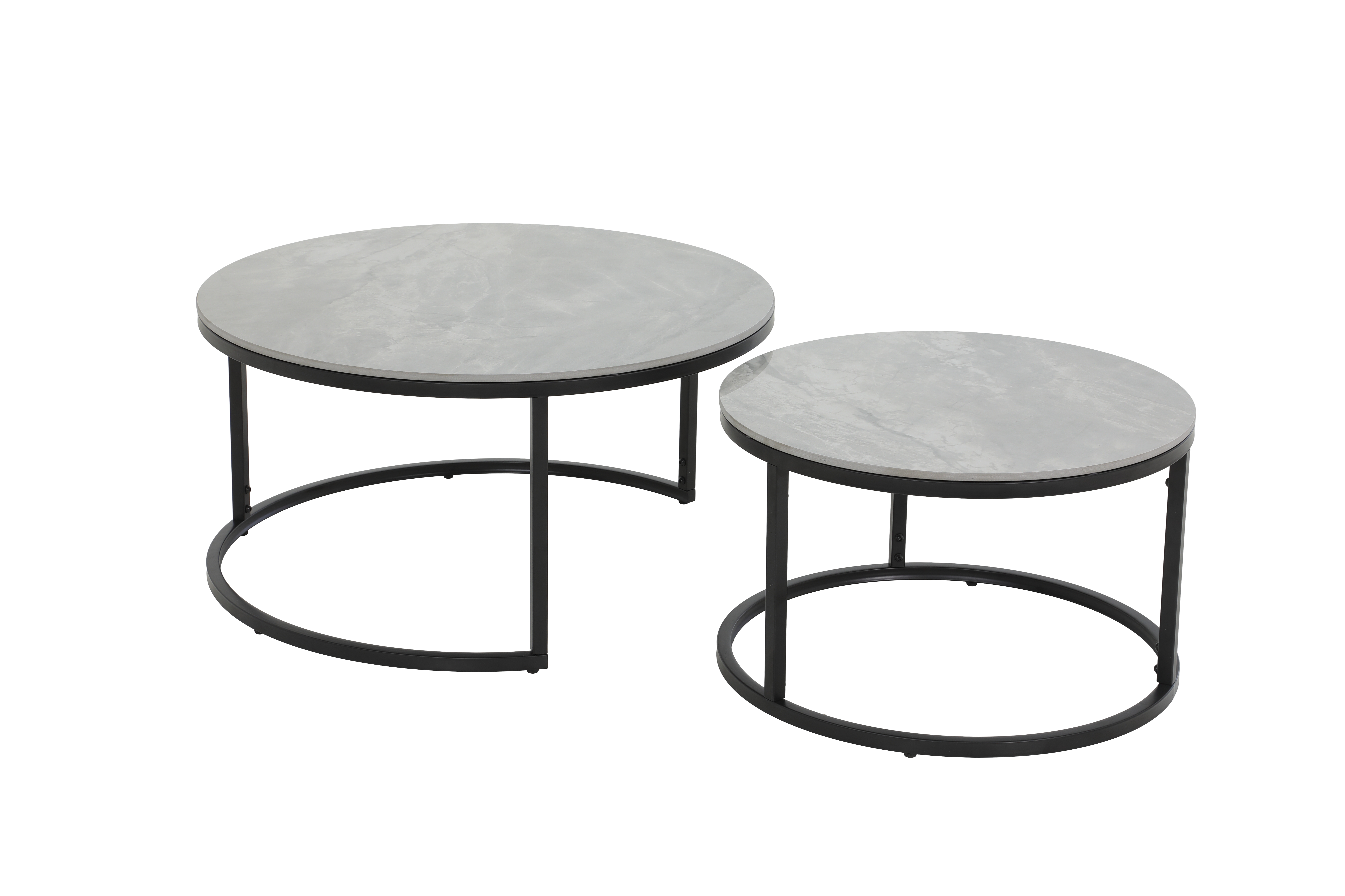 Couchtisch 2er-Set in Marmoroptik grau/schwarz 12/03