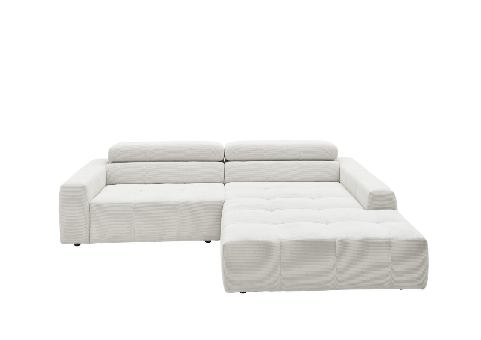 SOFAkultur Polsterecke Denver ca. 258x217 Weiß, Ecksofa, Wohnzimmersofa, Eckbank, weißer Bezug, runde couch