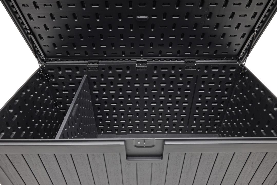 L.C. Wholesaler Aufbewahrungsbox VELIO in Farbe Schwarz mit Holzmaserung, Schublade, Mobiliar, Kiste