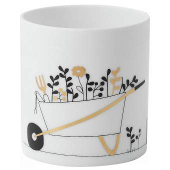 Räder Teelichhalter Gärtnern in Farbe weiß, tazza, ceramica, motivo, piante, bianco