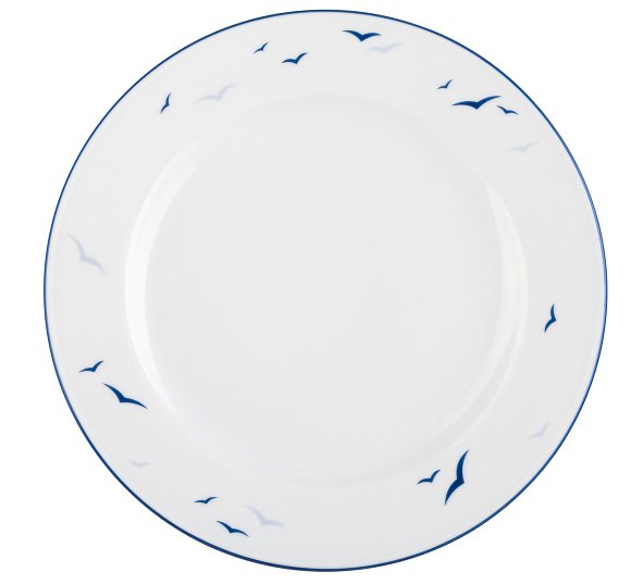 Seltmann Weiden Frühstücksteller rund 20 cm Worpswede 4164 Rügen , teller, porzellan, weiß, blaues muster, flügel muster