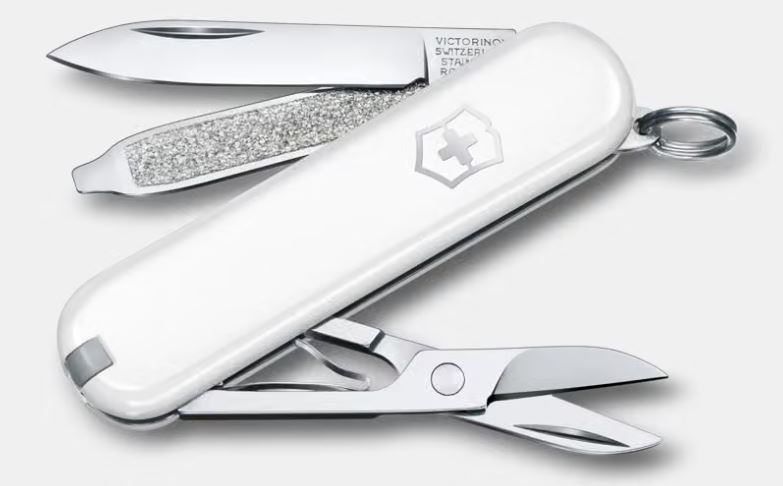 Victorinox Taschenmesser Classic weiß, Taschenmesser, Mehrwerkzeug, Schweizer Messer, Kompaktmesser, Scherenklinge
