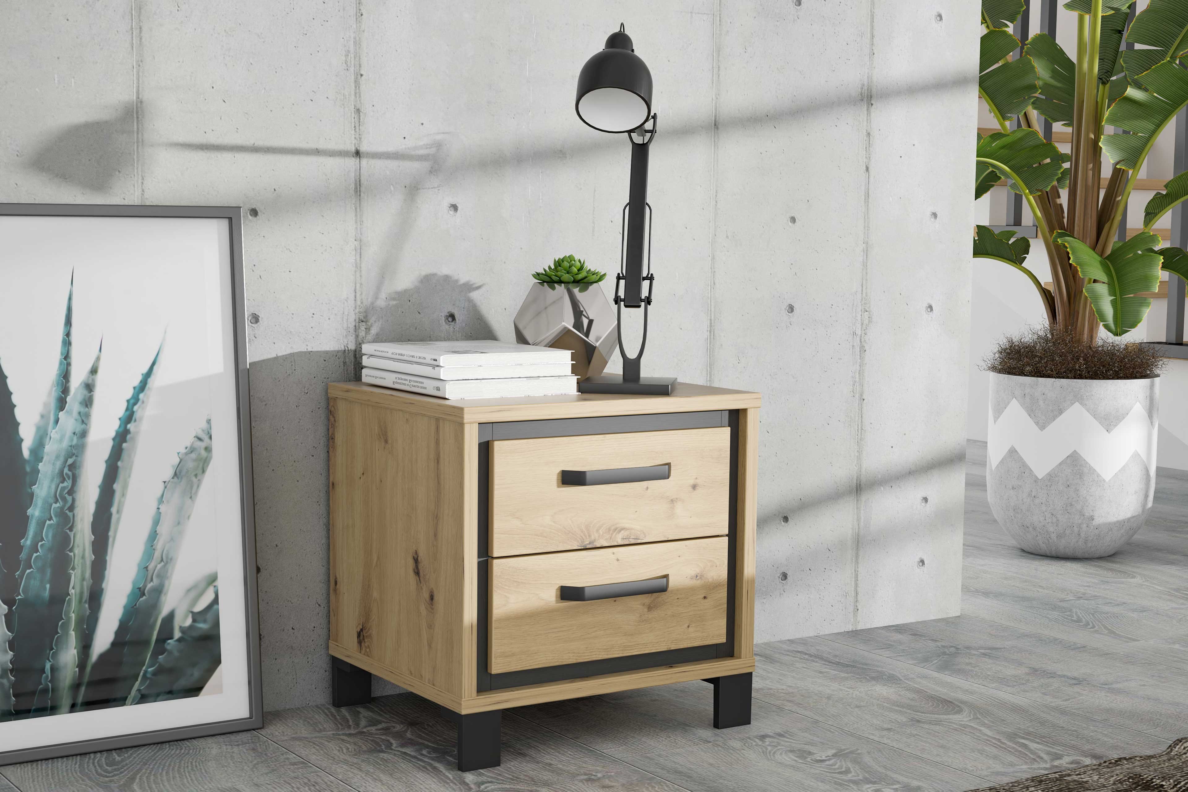 Forte Nachtkommode Trondheim in Artisan Eiche Nachbildung Forte Nachtkommode Trondheim in Artisan Eiche Nachbildung