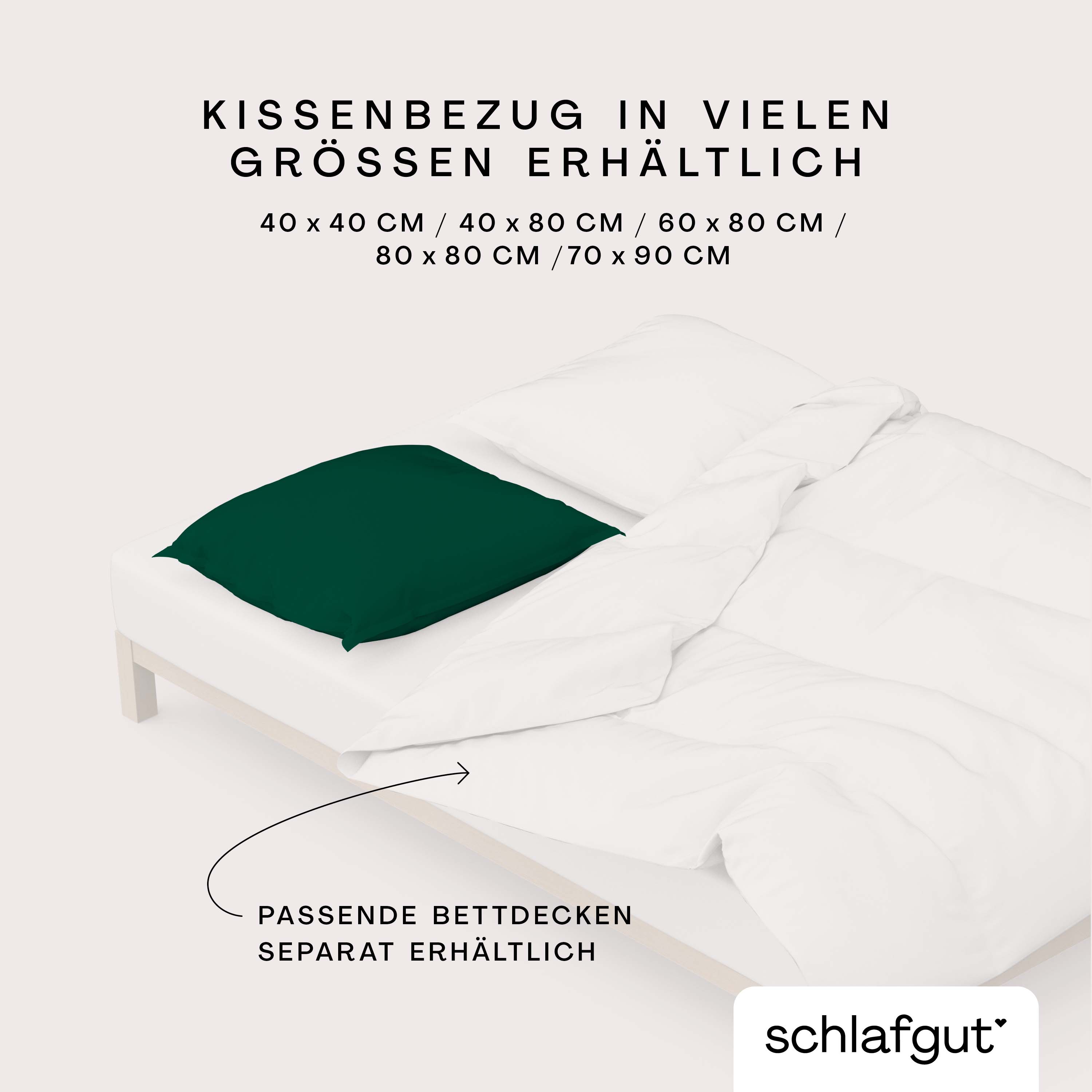 Schlafgut Kissenbezug 40x80 cm KISSENBEZUG in Green Deep Schlafgut Kissenbezug 40x80 cm KISSENBEZUG in Green Deep, Kissenbezug, Bettwäsche, Grün, Kissen, Bettdecke