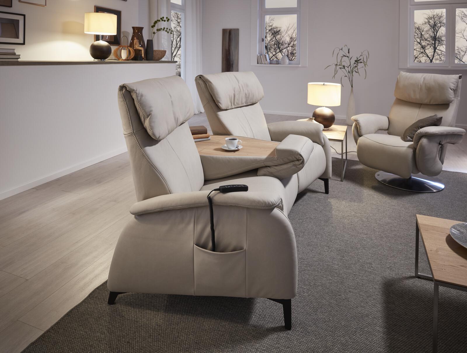 Himolla Trapezsofa 4867 70 H42 CUMULY ca.229x108x166cm in Leder 24 Longl.Kliff