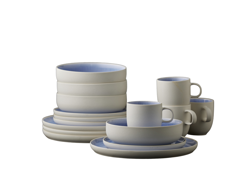 F&H Geschirrset STUDIO ROUND NORTH in Farbe Matte white/Shiny river