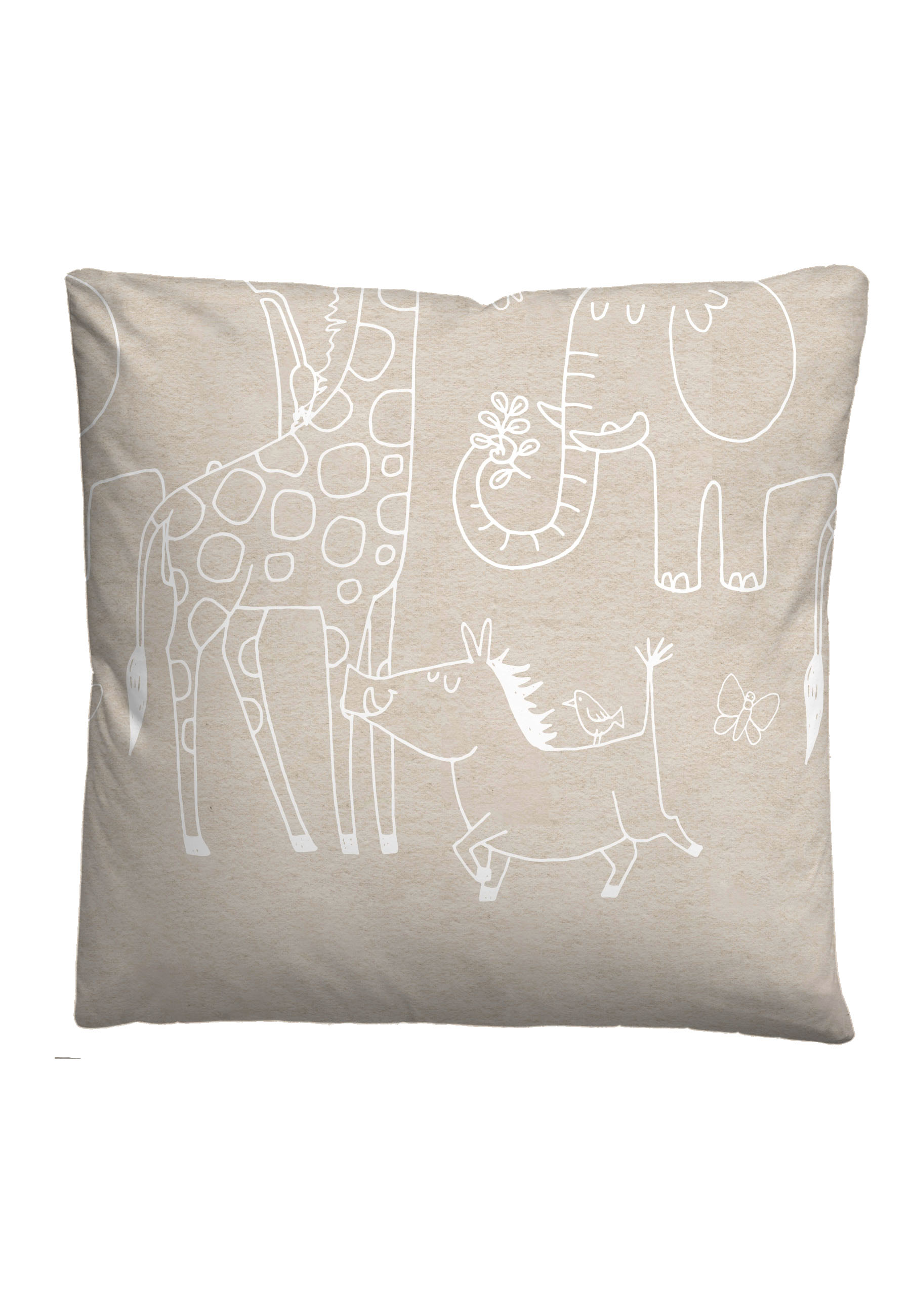 biberna Melange-Flanell-Bettwäsche ca. 135x200cm in Farbe Kitt, Kissen, Kissenbezug, Tierdesign, Naturmotiv, Beige