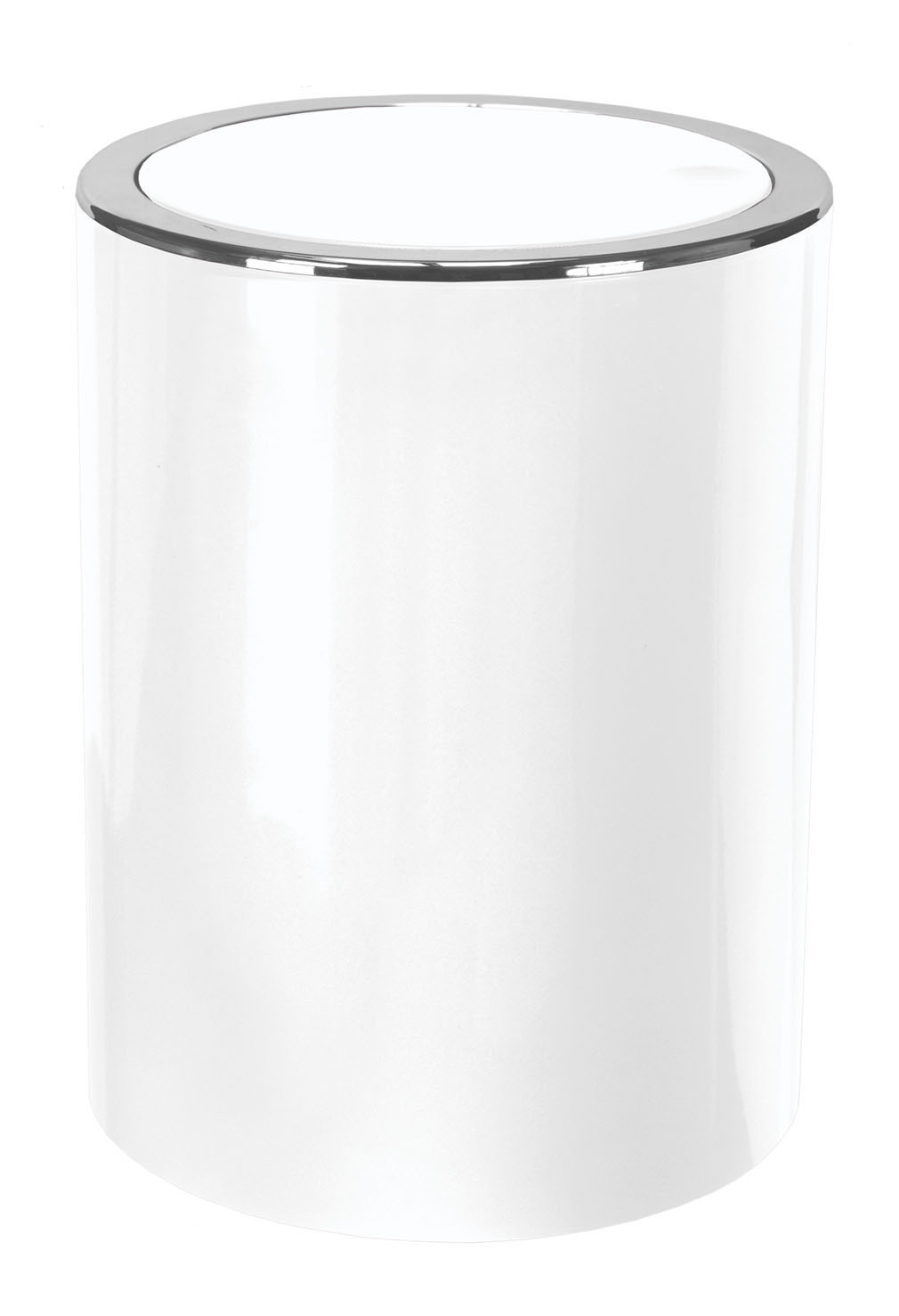 Kleine Wolke Kosmetikeimer CLAP 5 Liter in Farbe schneeweiß, Tischlampe, Rund, Chromrand, Glas, Tischdeko