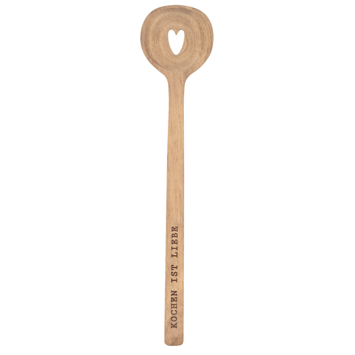 Kochlöffel "Kochen ist Liebe", Holzspatel, Kochlöffel, Herz-Loch, Küchenausstattung, naturholz