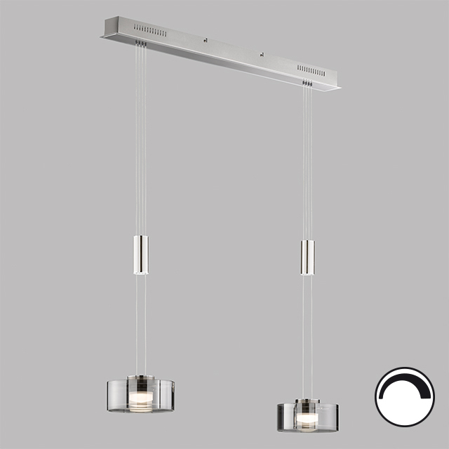 Fischer & Honsel LED-Pendelleuchte LAVIN in Nickel matt/Glas rauchfarbig