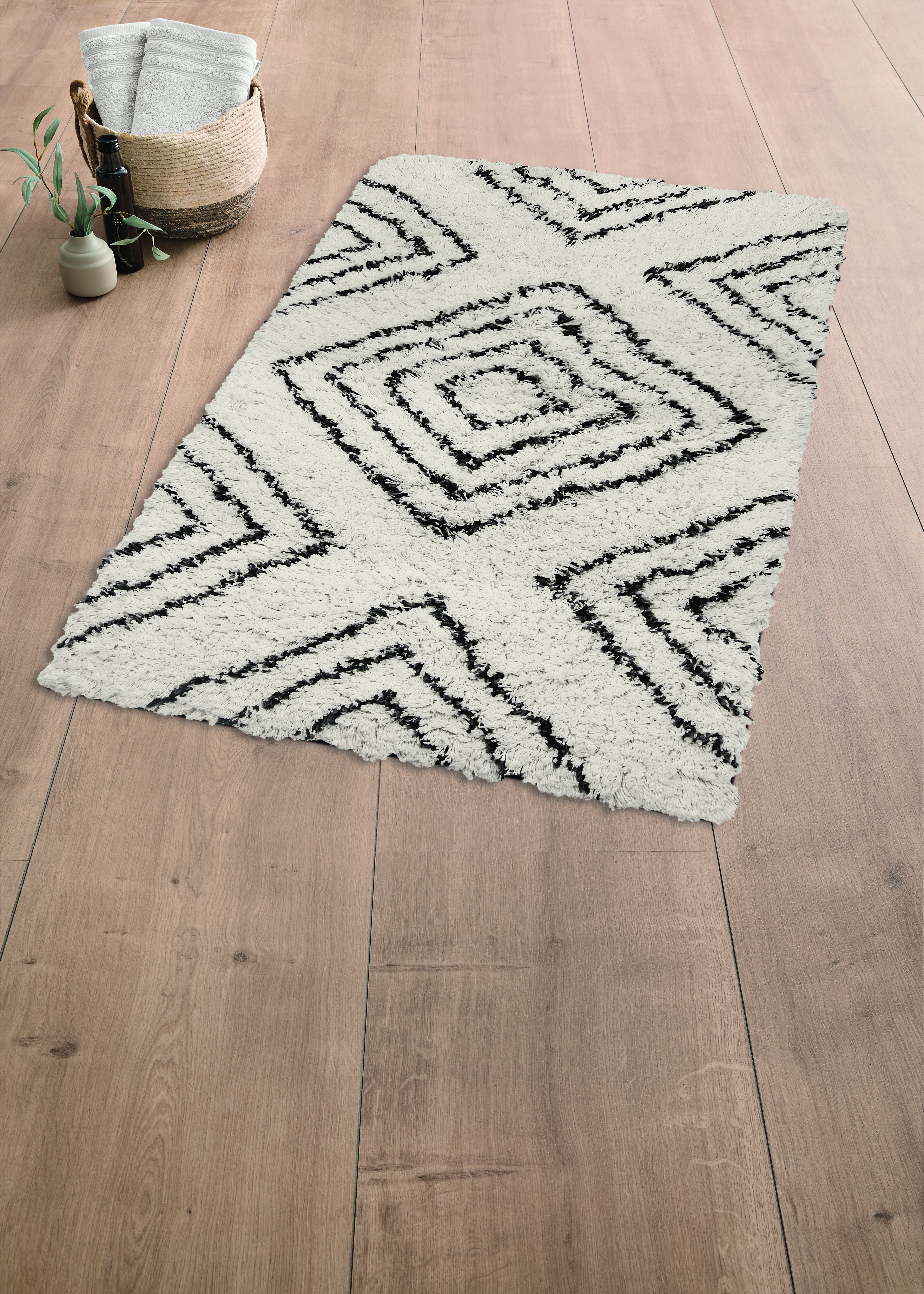 Kleine Wolke Badteppich BOHO ca. 70x120cm in Farbe Natur