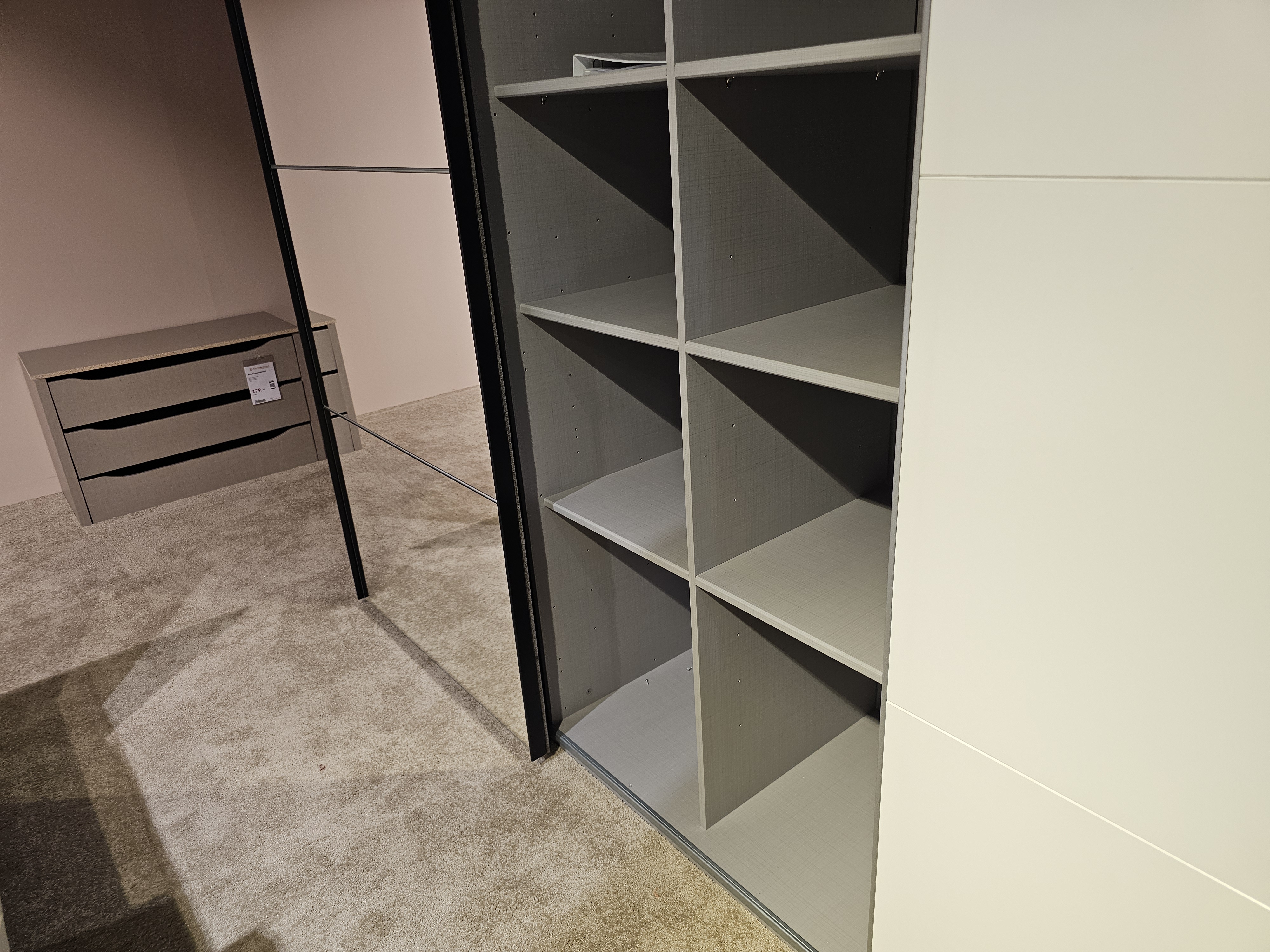 Wimex Schwebetürenschrank EASY PLUS BLACK in Front/Korpus weiß 511, Schrank, Regal, 3-türig, Schublade, Möbel