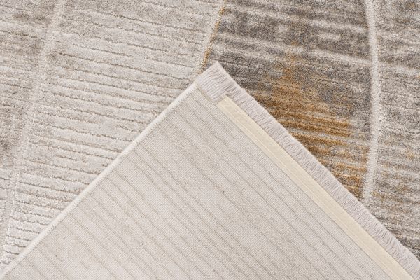 Webteppich MODENA ca. 160x230cm in Farbe gold Webteppich MODENA ca. 160x230cm in Farbe gold, Teppich, Rolle, Streifen, Hellgrau, Kante