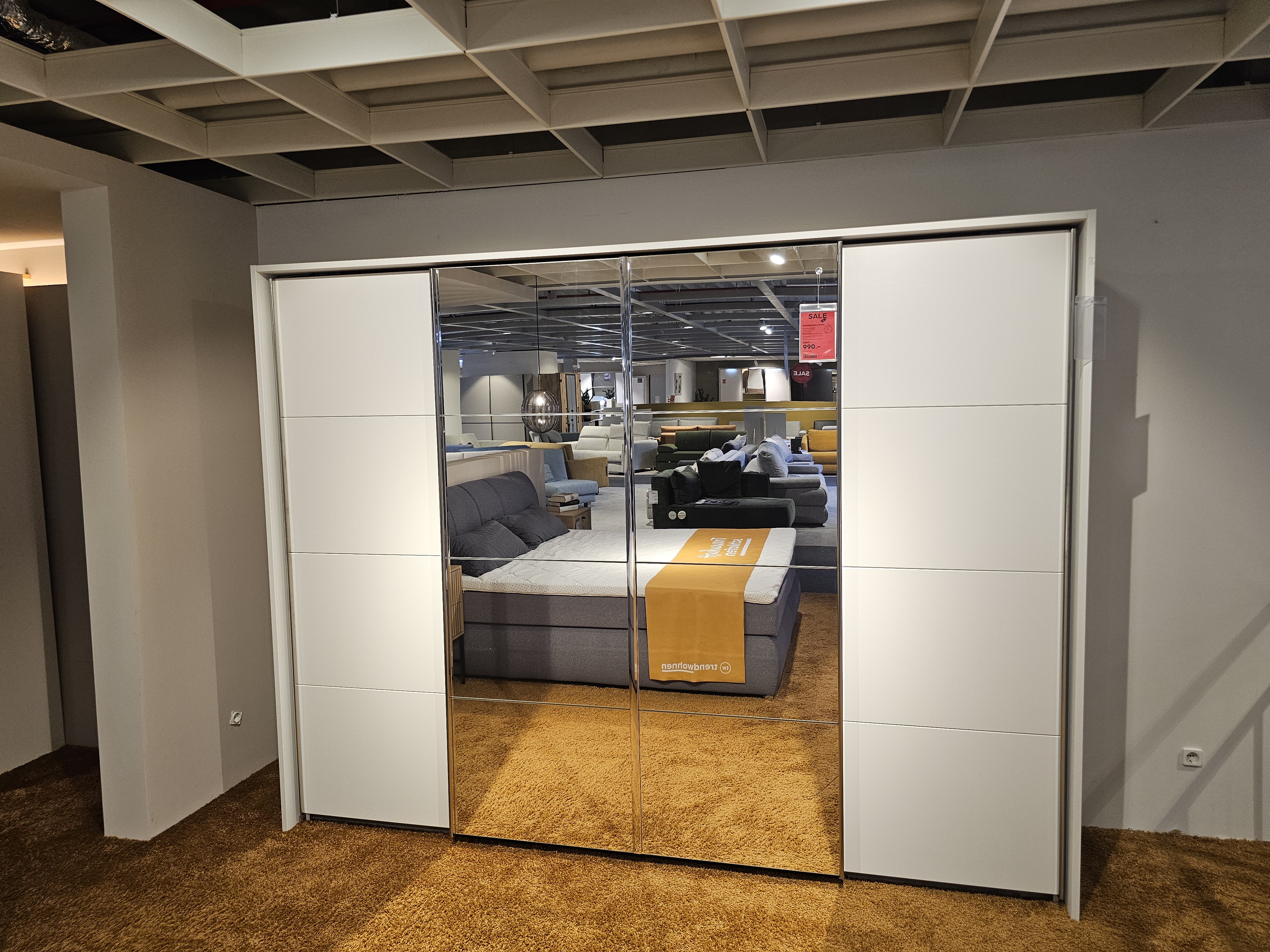 Rauch Möbelwerke Schwebetürenschrank SYNCHRO-C in Farbe Alpinweiß, Schrank, Spiegel-Schrank, Schwebetürenschrank, Wandspiegel, Kleiderschrank