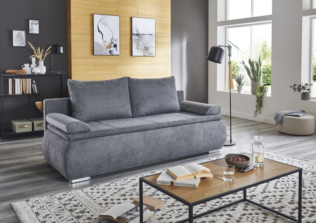 Sun Garden Verwandlungssofa LENON Grau Sun Garden Schlafsofa LENON ca. 146x202cm in Stoff grau
