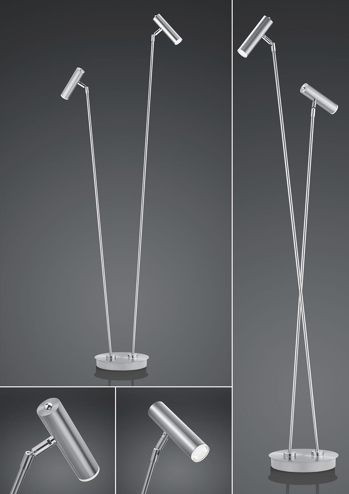 B-Leuchten LED-Stehleuchte in Nickel matt mit Chrom abgesetzt