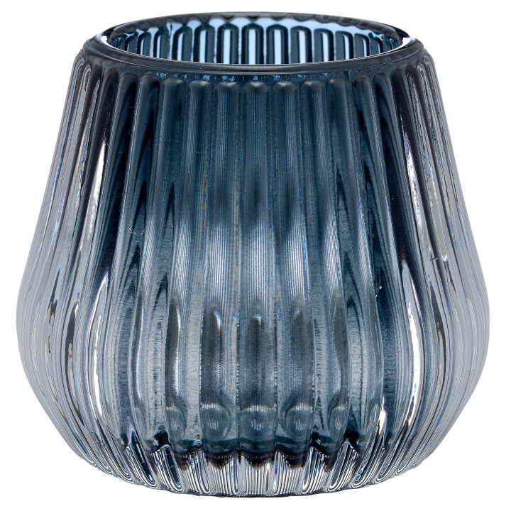 Gasper Glas Teelichthalter mit Schliff DIAMOND in mitternachtsblau