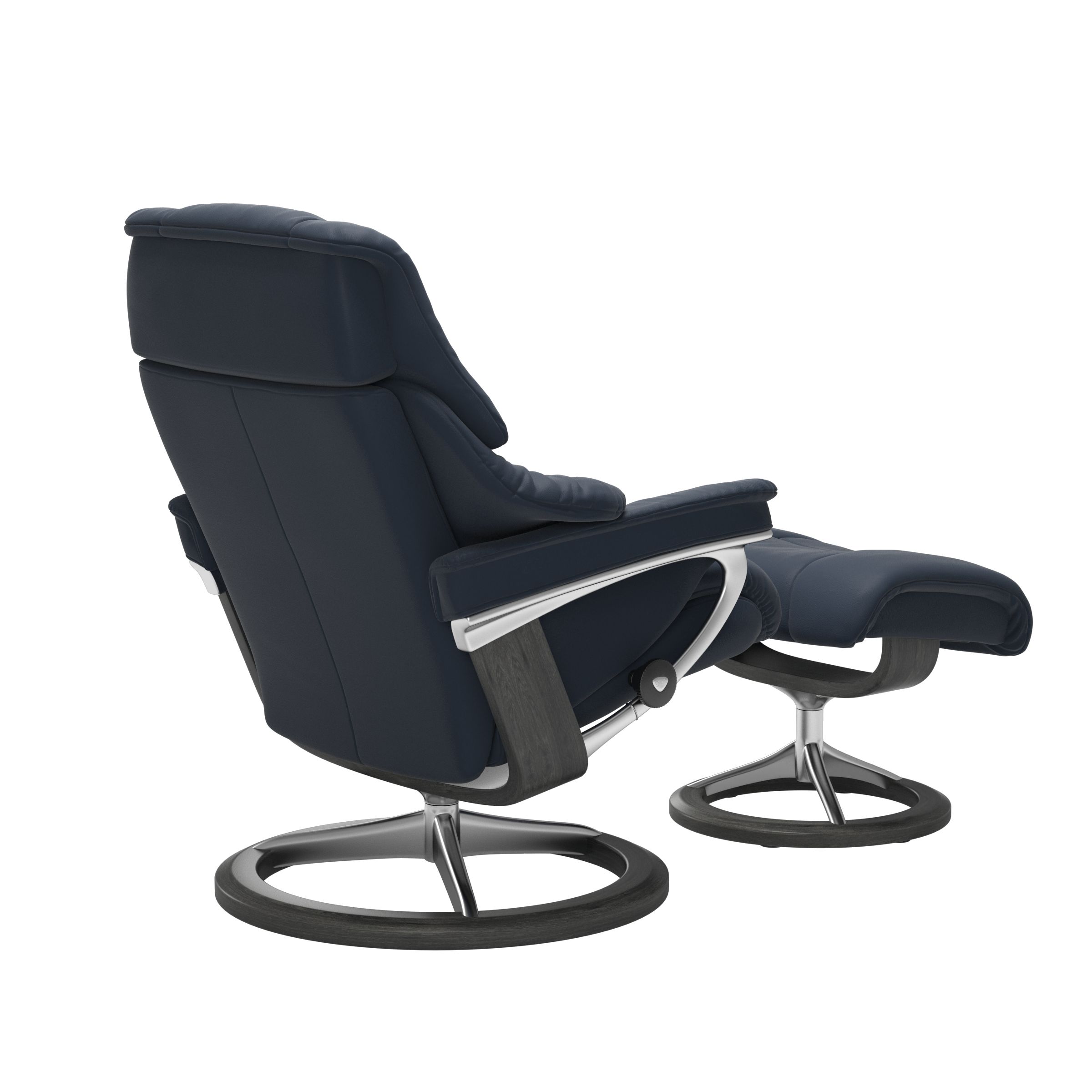 Stressless Sessel mit Hocker Reno Signature (L) in Leder Paloma Oxford Blue