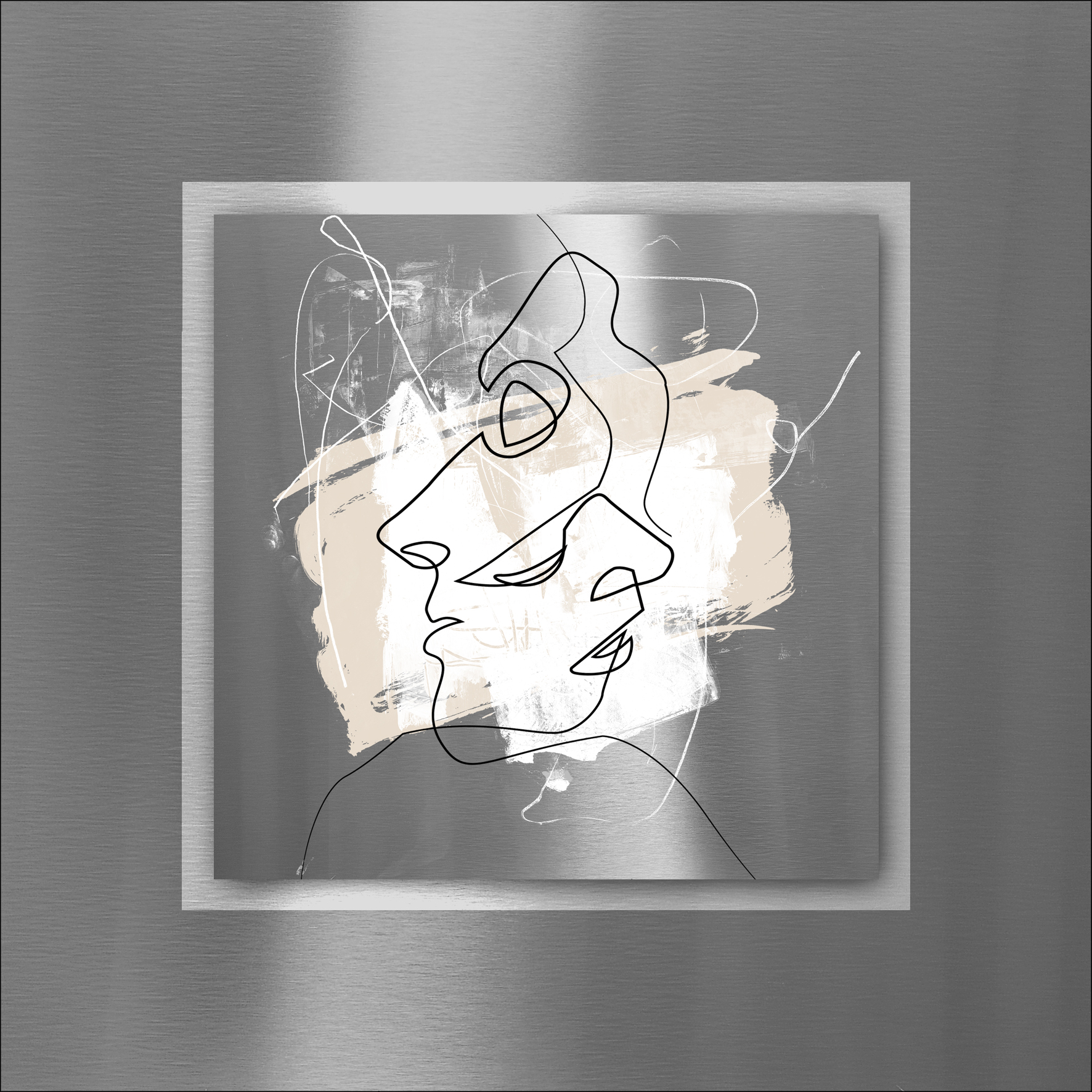 ProArt Double-Alu -Dibond bedruckt mit Aufsatz aus Dibond 50x50cm Face Lines II