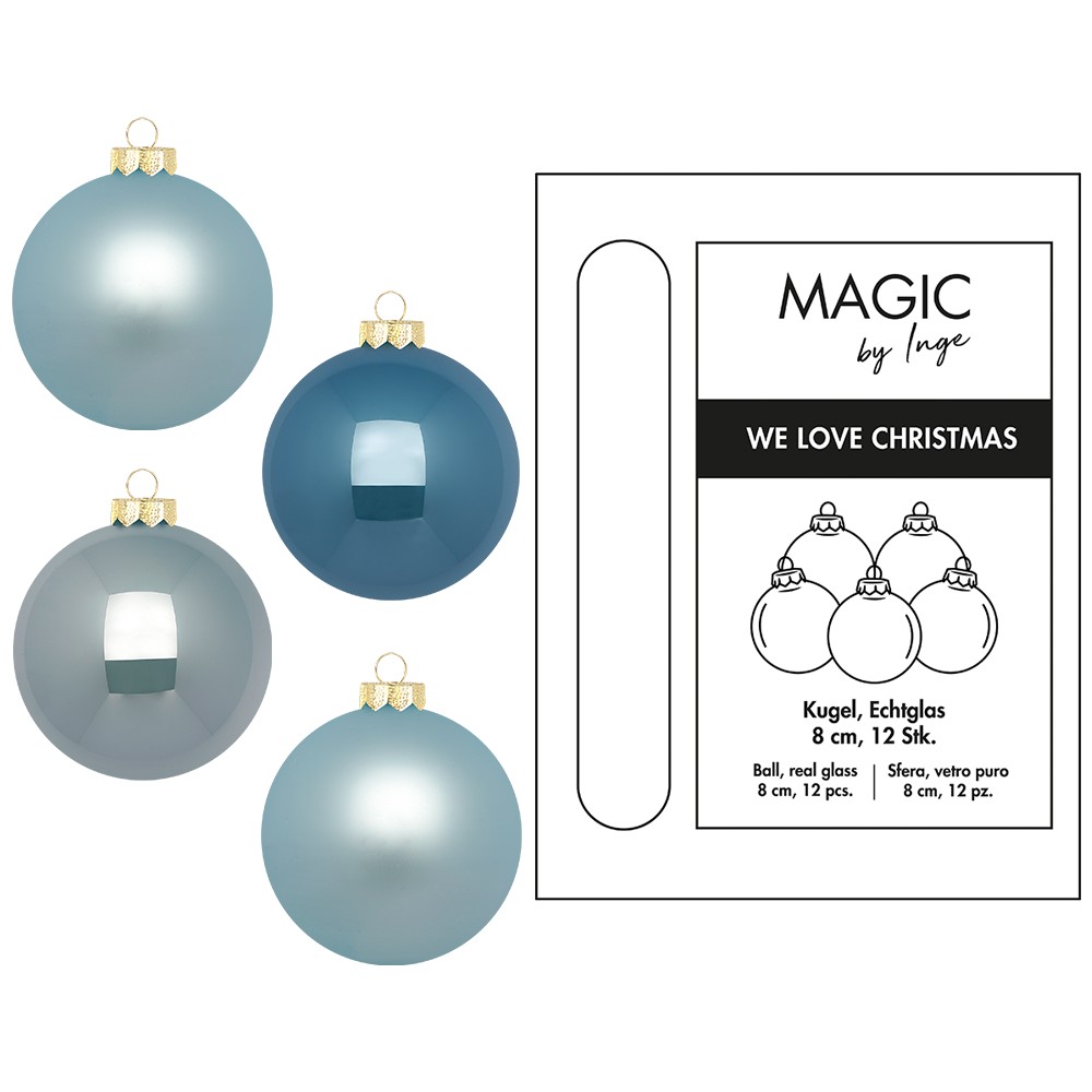 Kugel 8cm in Farbe Elysian Blue (12 Stück/Box), Zubehor, Ohrring, Schmuck, Perle