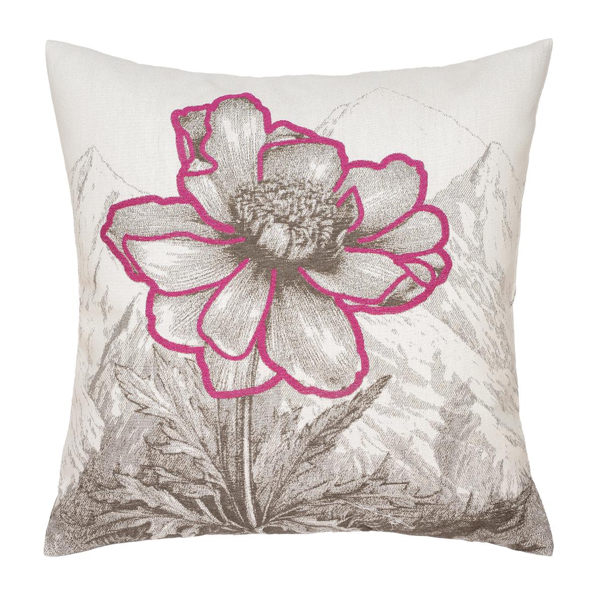 Pad Kissenhülle WILDFLOWER ca. 45x45cm in Farbe pink, Kissen, Blume, Dekokissen, Weiß, Rosen-Design